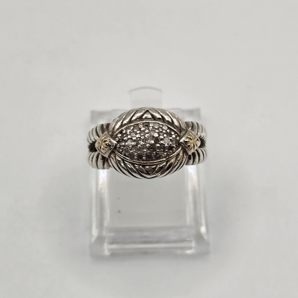 Gabrielle Bruni Diamond  925 Sterling Silver 14K Gold Ring~Size 6.5~ RARE - Picture 1 of 6
